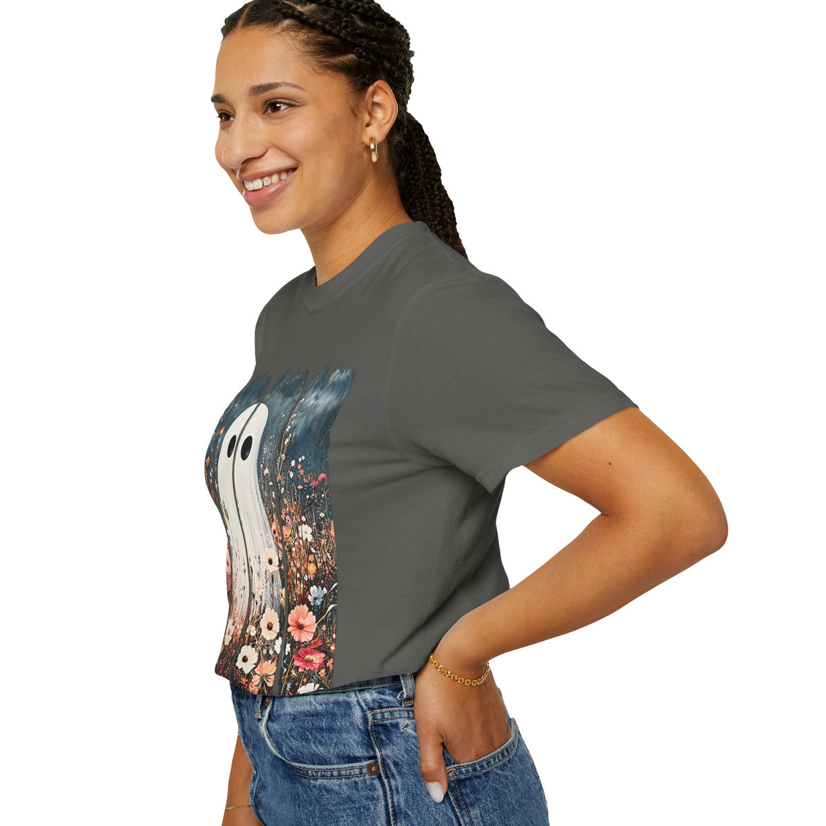 Floral Ghost Wildflower Halloween Comfort Colors T-Shirt