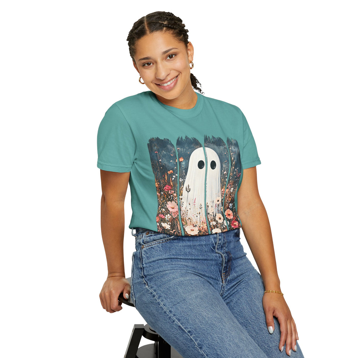 Floral Ghost Wildflower Halloween Comfort Colors T-Shirt