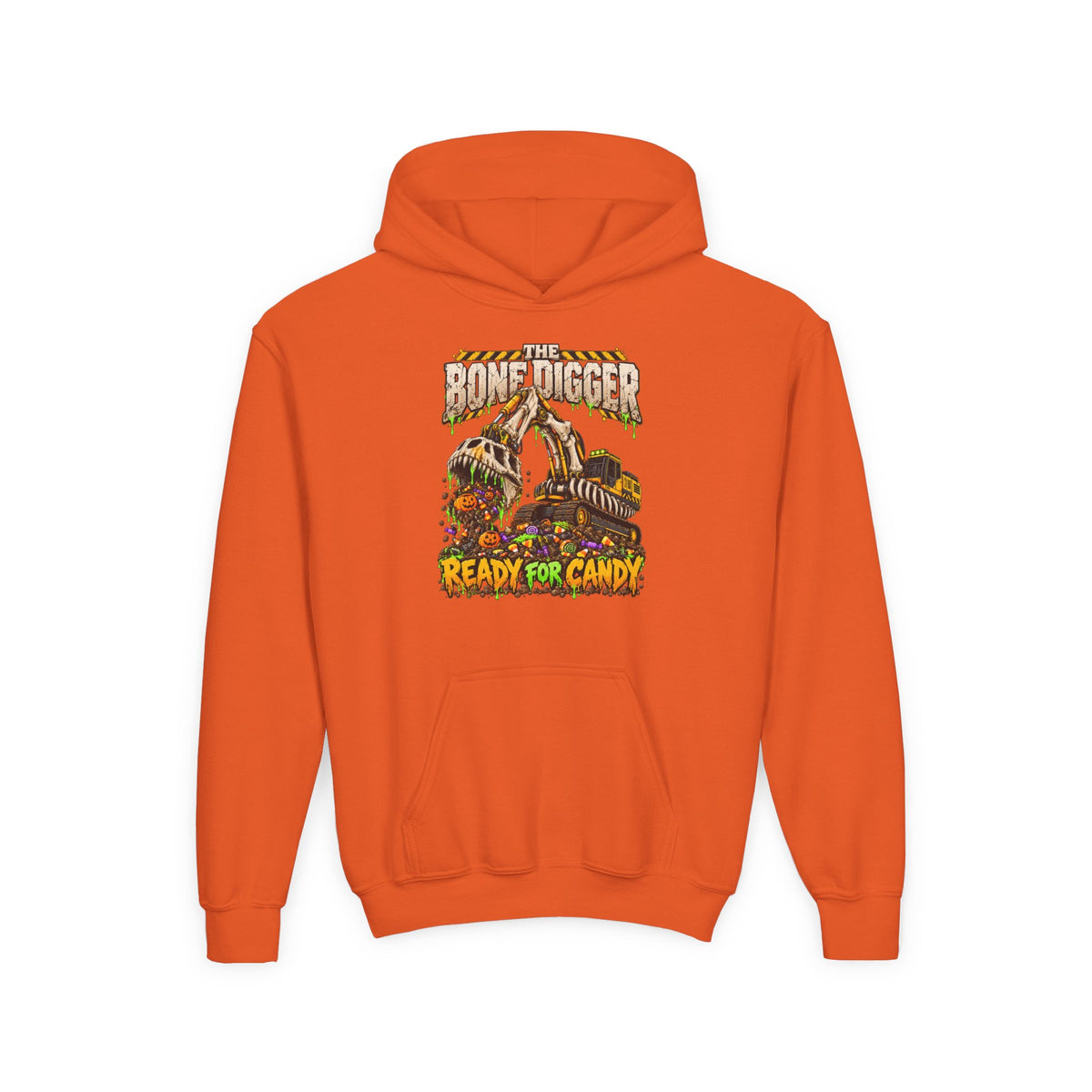 The Bone Digger Ready for Candy Youth Halloween Hoodie