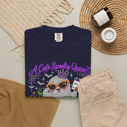 Personalized Spooky Queen October Birthday Comfort Colors Tee