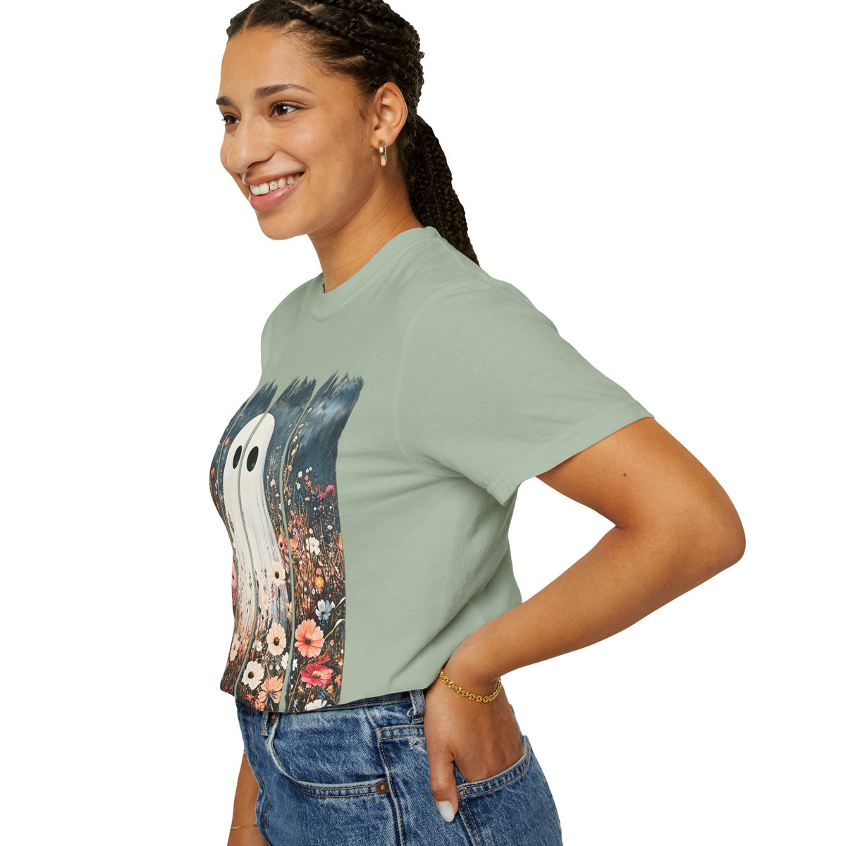 Floral Ghost Wildflower Halloween Comfort Colors T-Shirt