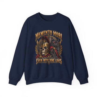 Memento Mori Nine Lives Spartan Cat Gildan 18000 Sweatshirt