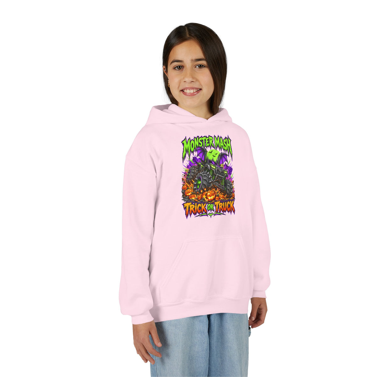 Monster Mash Trick or Truck Youth Halloween Hoodie