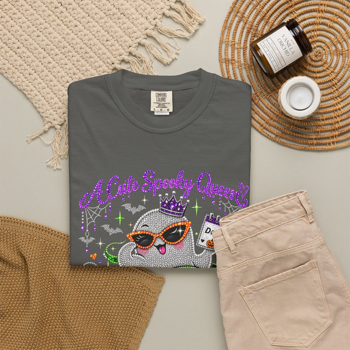 Personalized Spooky Queen October Birthday Comfort Colors Tee