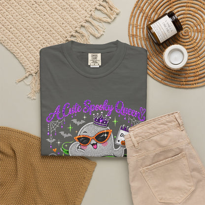Personalized Spooky Queen October Birthday Comfort Colors Tee