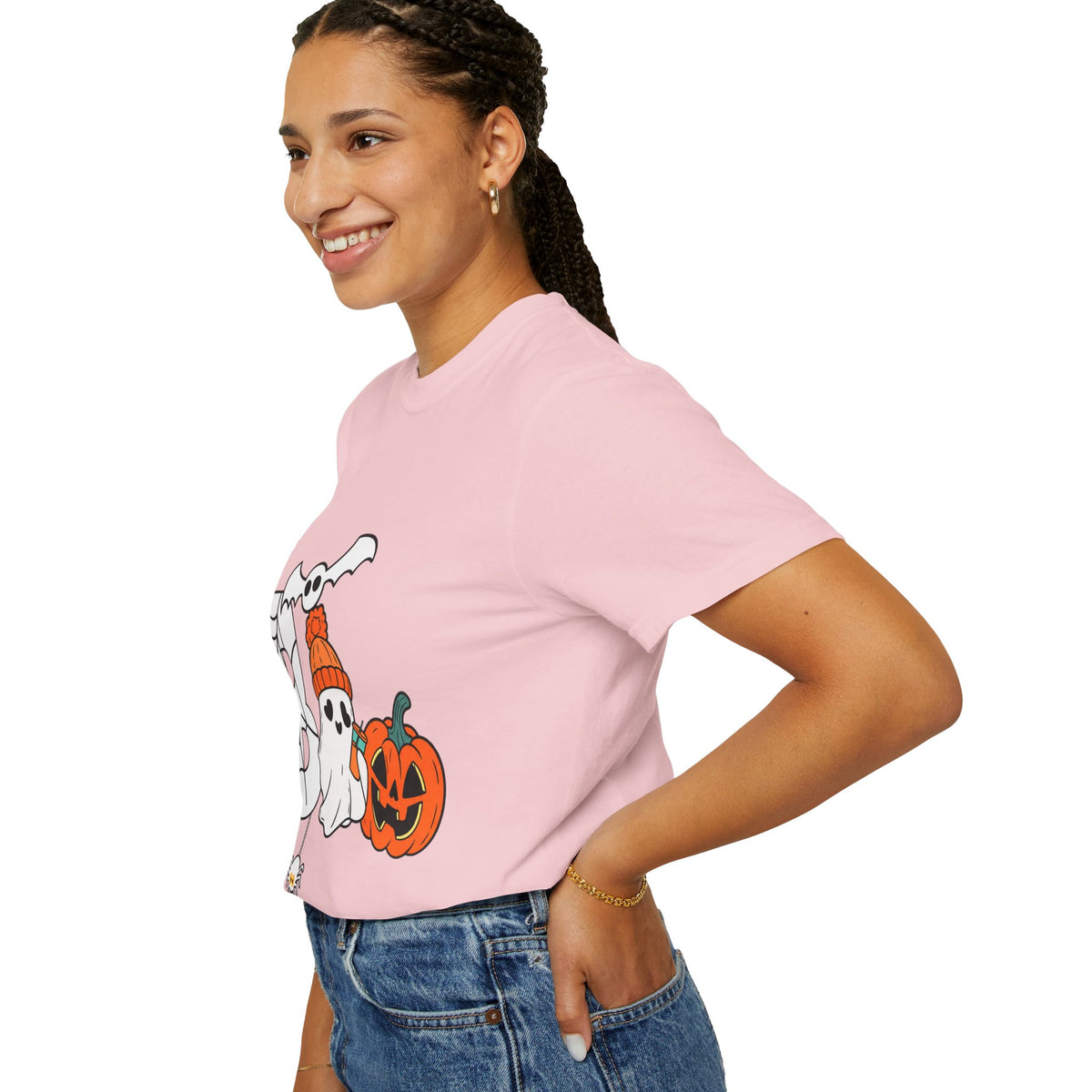Cute Ghost Pumpkin Cozy Halloween Comfort Colors T-Shirt