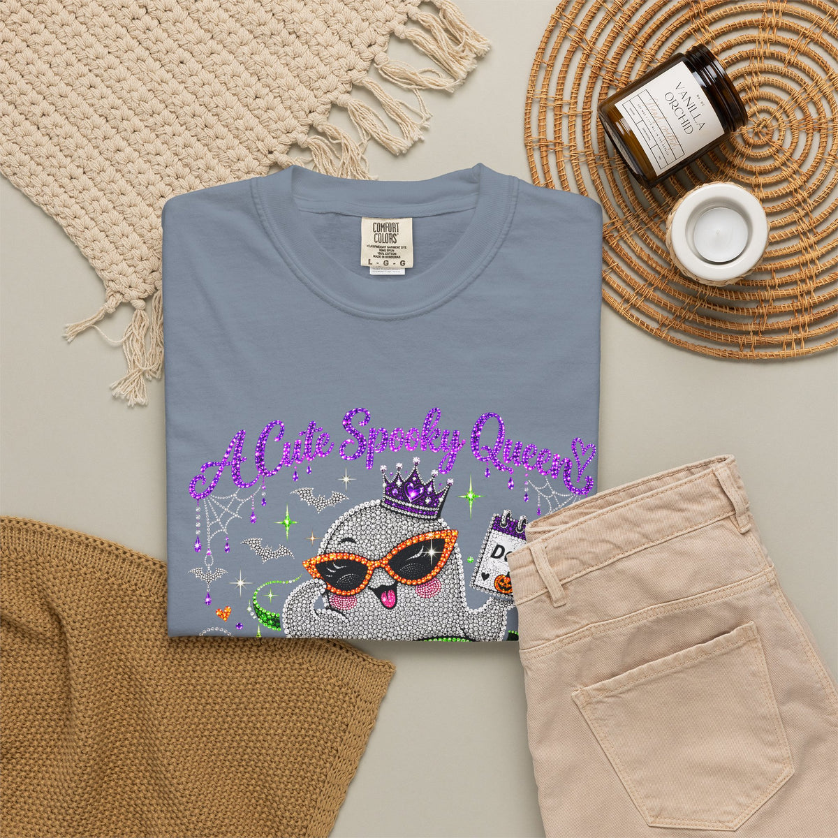 Personalized Spooky Queen October Birthday Comfort Colors Tee