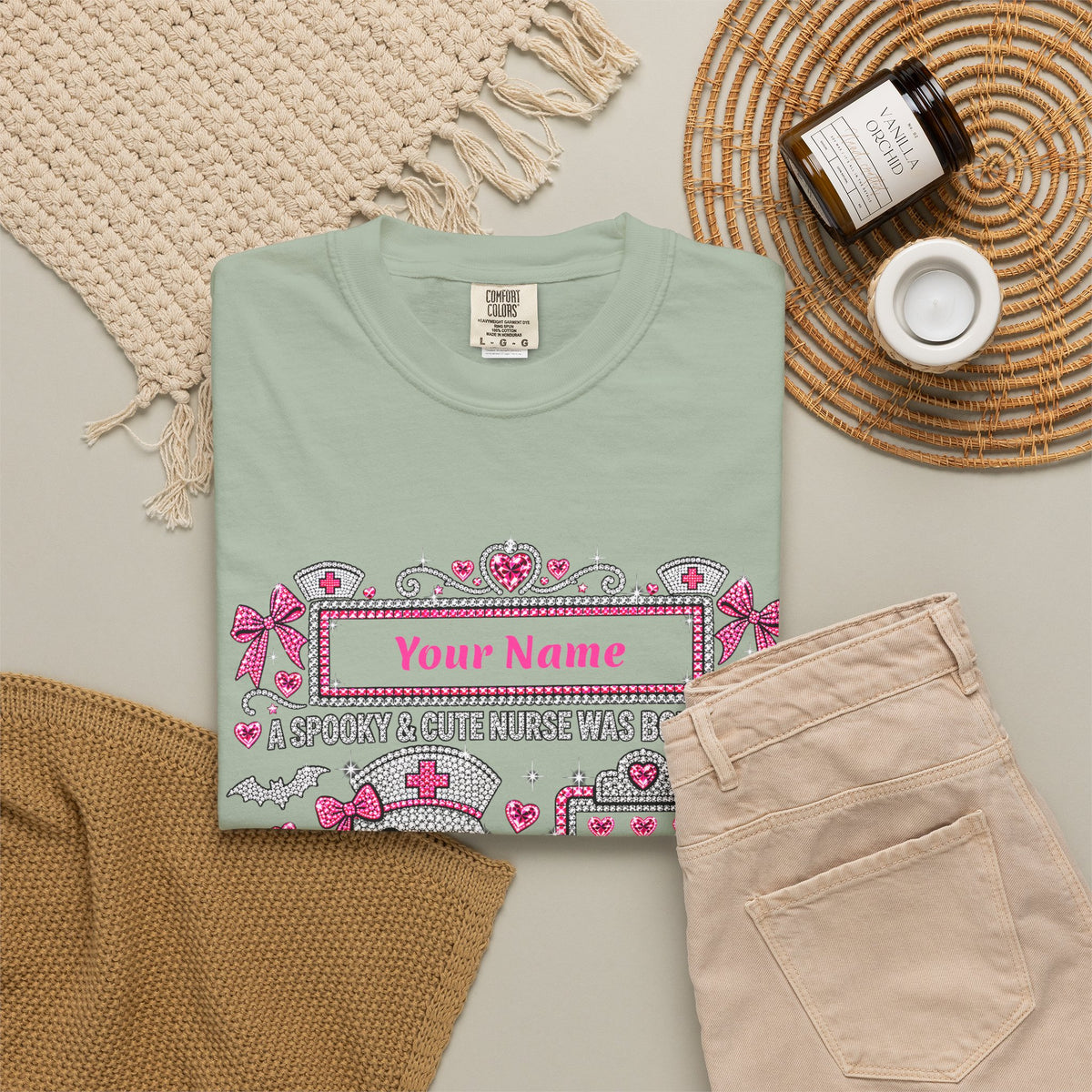 Personalized Spooky Cute Nurse October Birthday Comfort Colors Tee