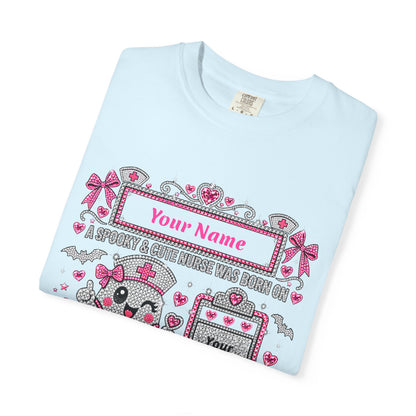 Personalized Spooky Cute Nurse October Birthday Comfort Colors Tee