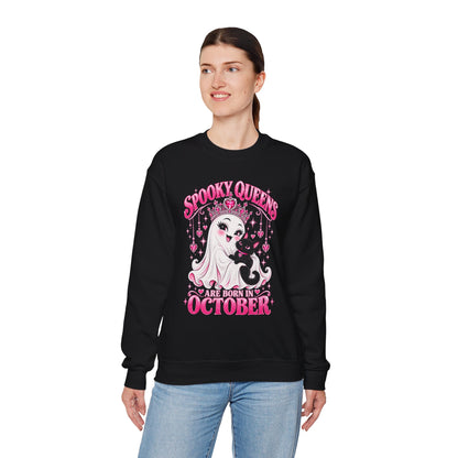 Spooky Queens Are Born in October Gildan 18000 Sweatshirt