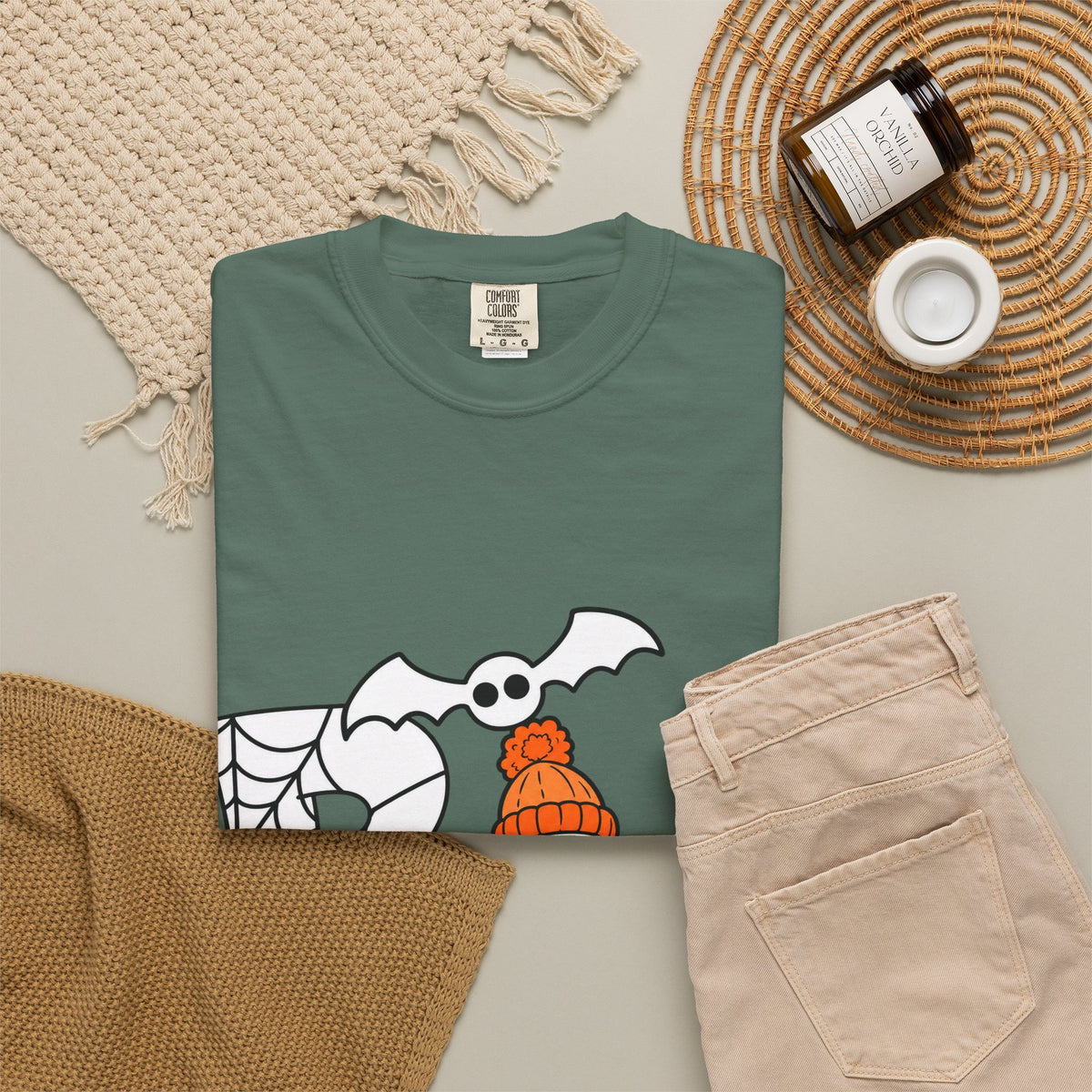 Cute Ghost Pumpkin Cozy Halloween Comfort Colors T-Shirt