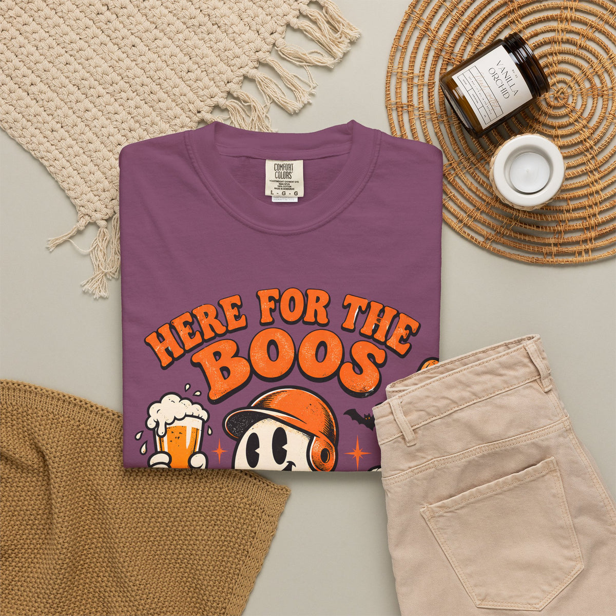 Here for the Boos Baseball Halloween Comfort Colors Tee